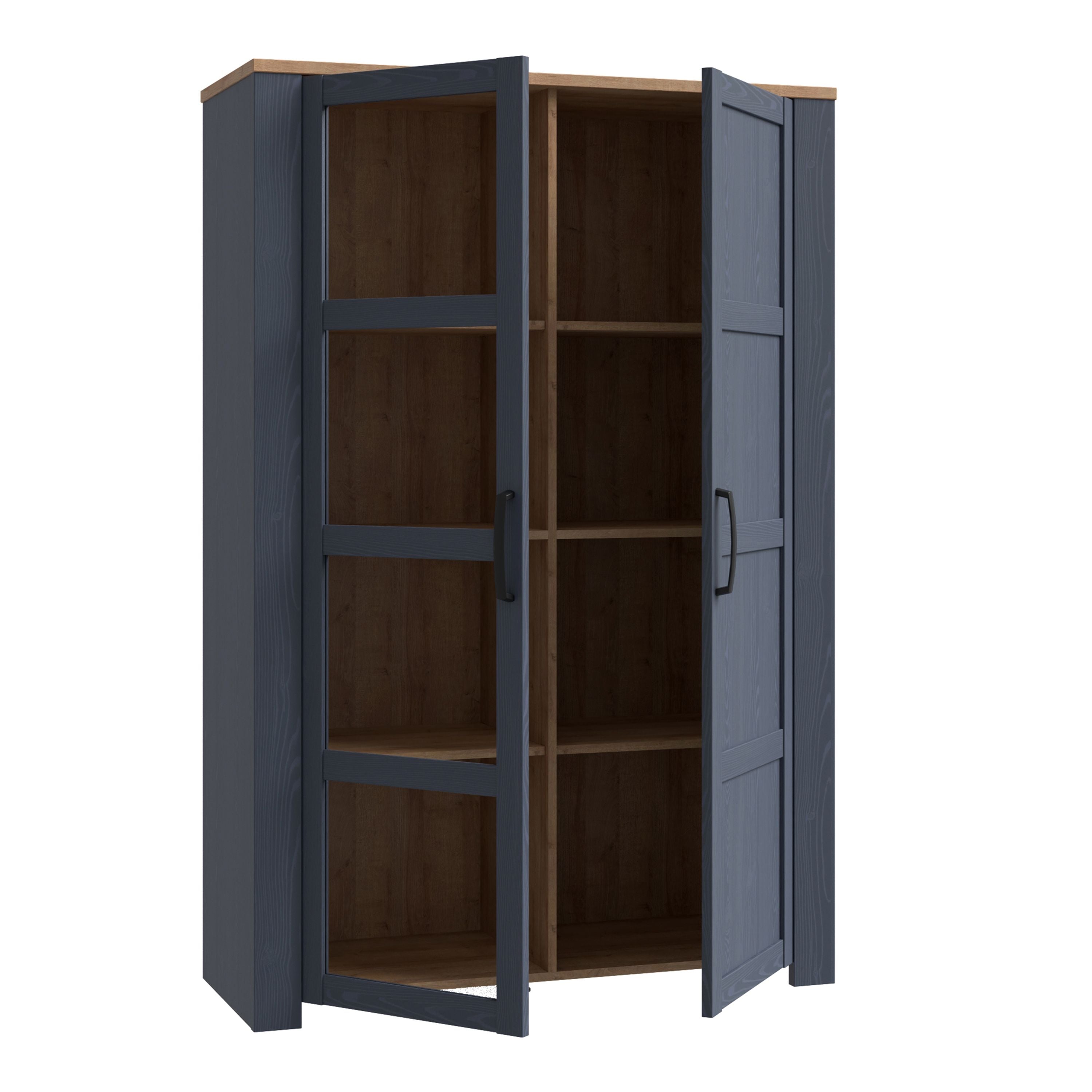 Bohol 2 Door Display Cabinet In Riviera Oak & Navy - Price Crash Furniture