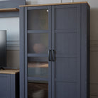 Bohol 2 Door Display Cabinet In Riviera Oak & Navy - Price Crash Furniture