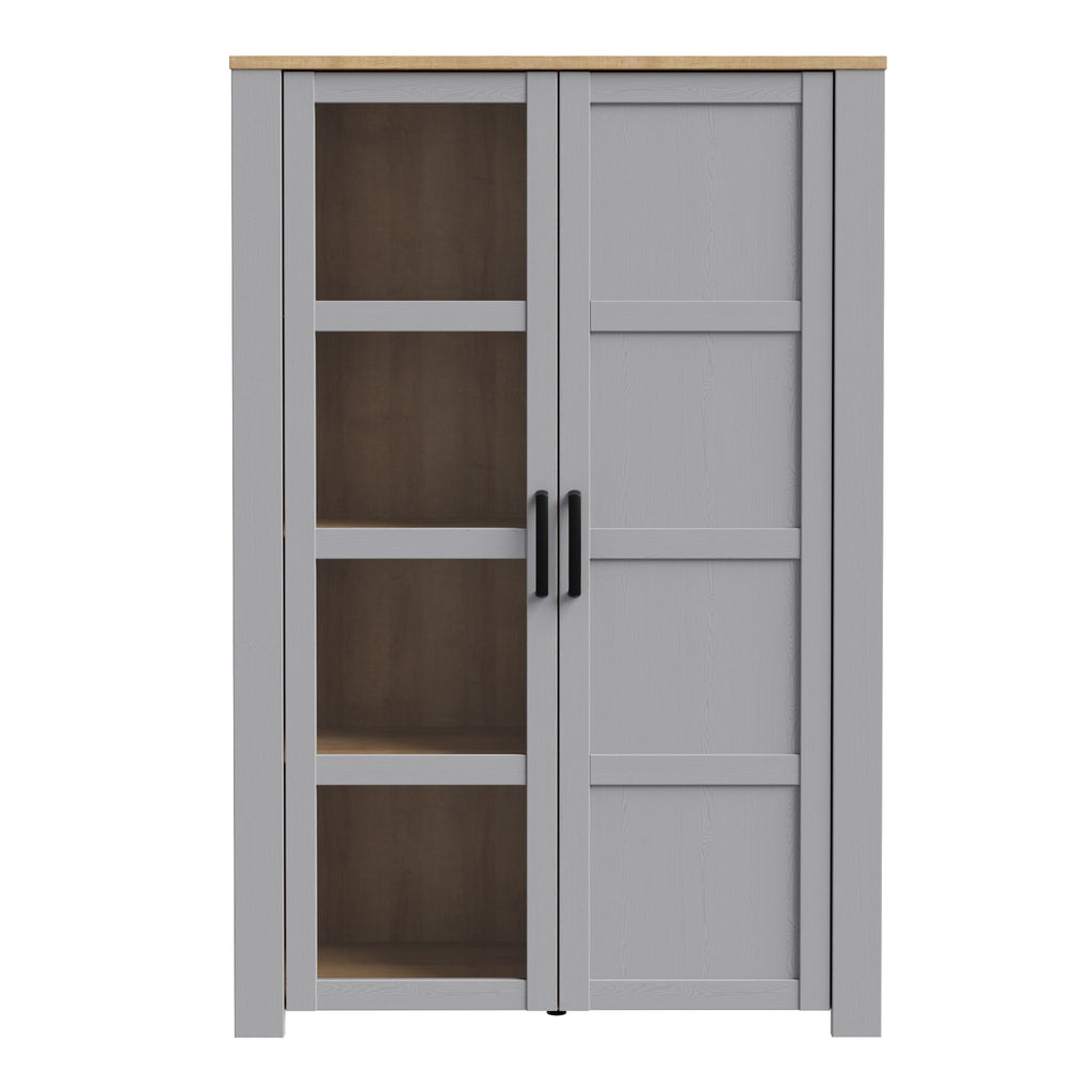 Bohol 2 Door Display Cabinet In Riviera Oak & Grey Oak - Price Crash Furniture