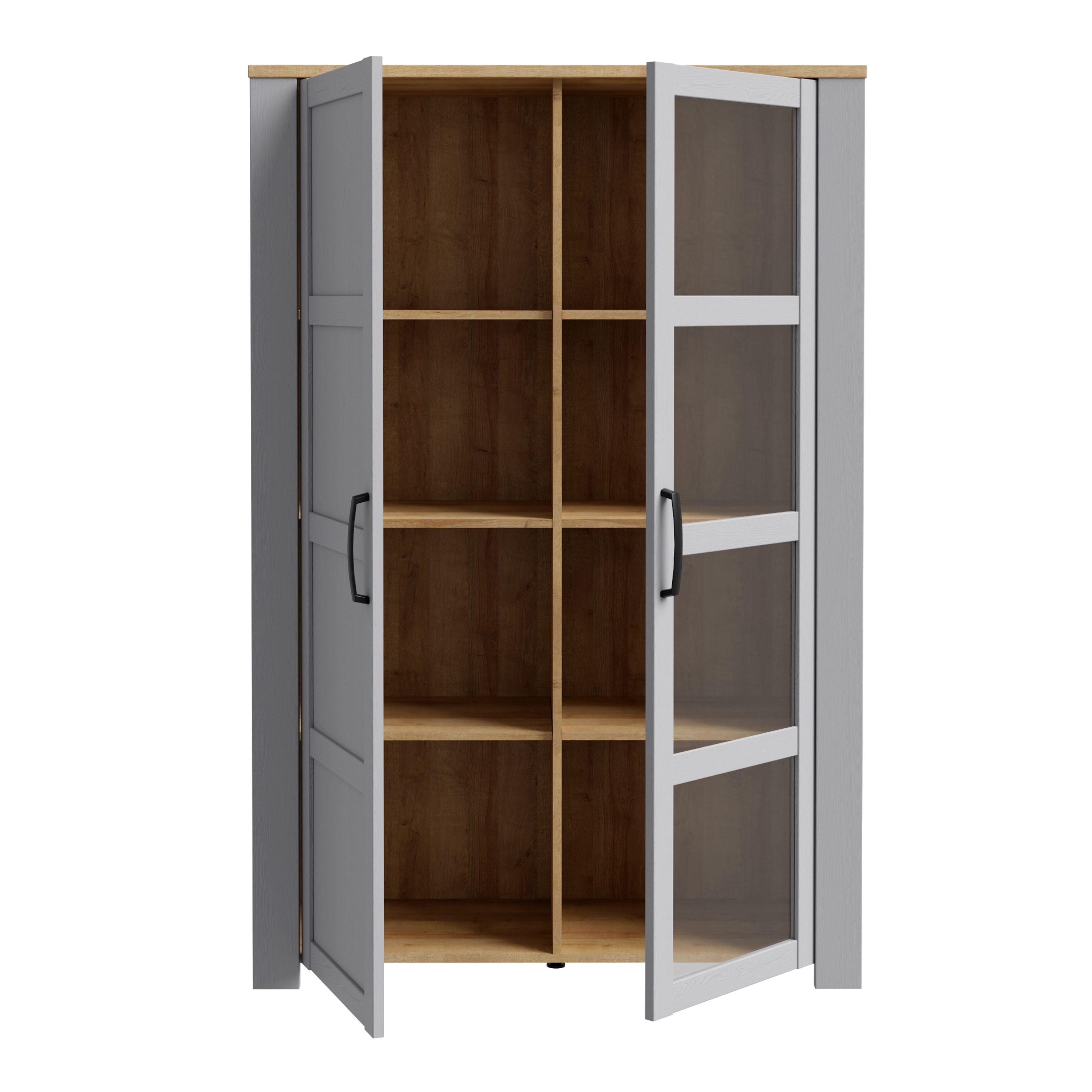 Bohol 2 Door Display Cabinet In Riviera Oak & Grey Oak - Price Crash Furniture