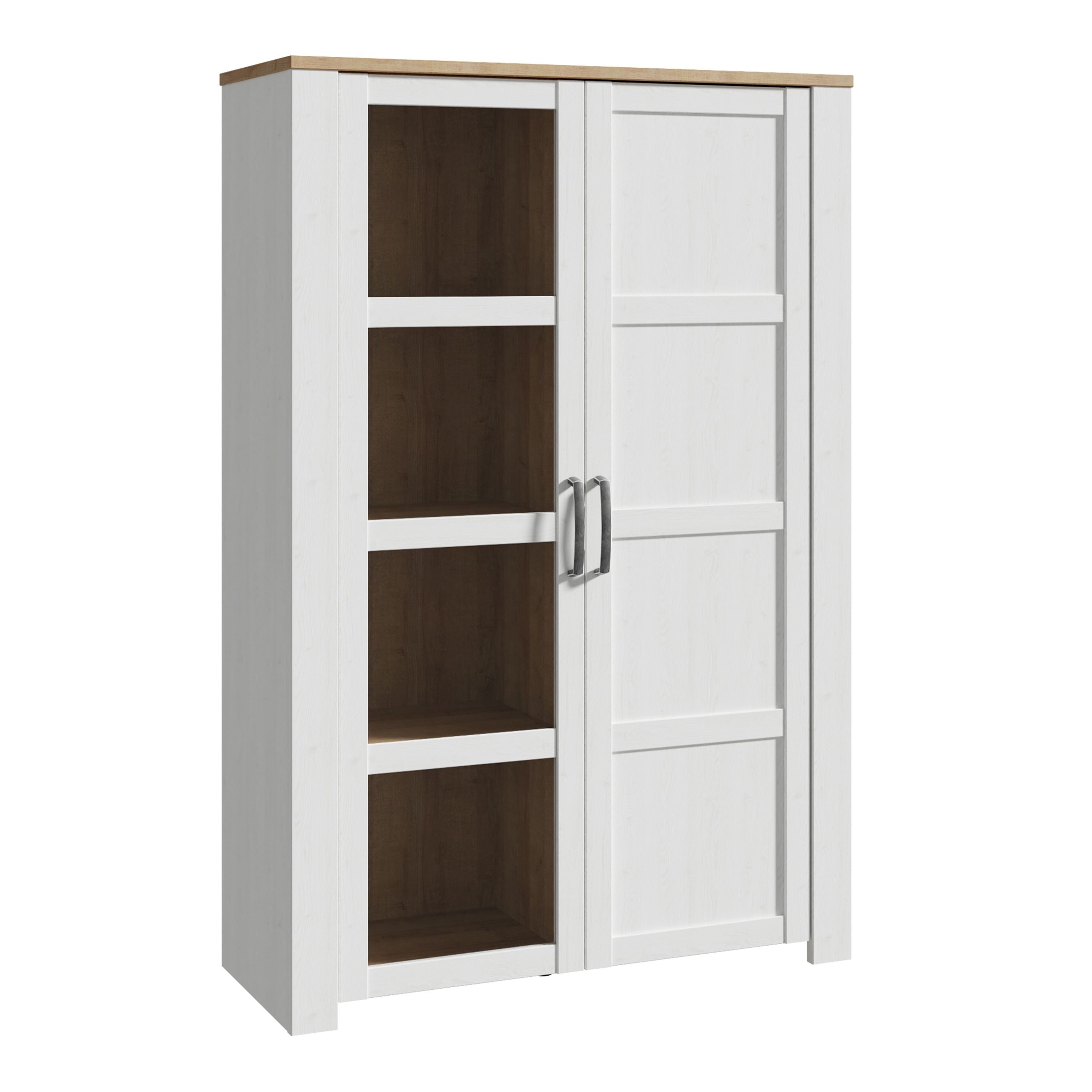 Bohol 2 Door Display Cabinet In Riviera Oak & White - Price Crash Furniture