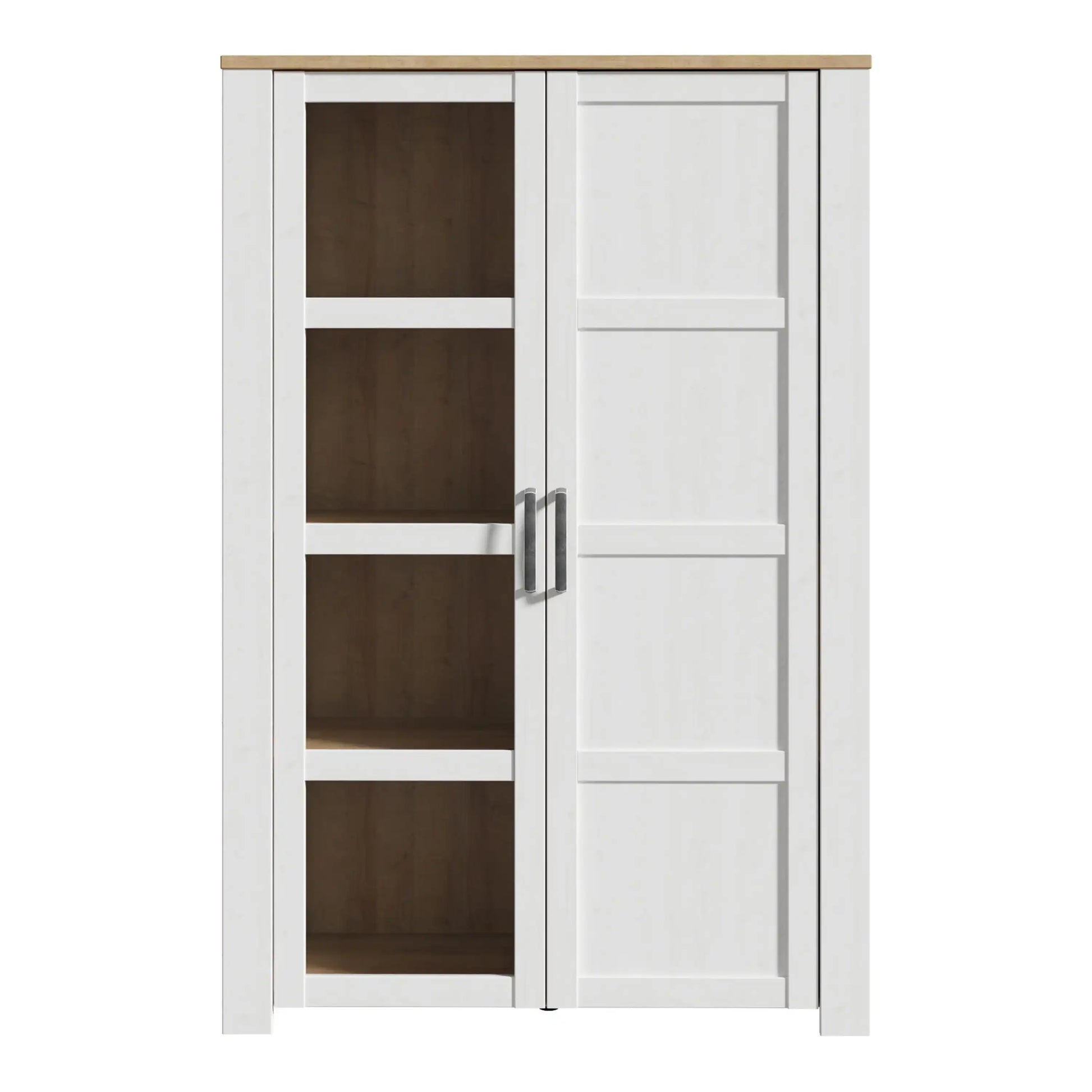 Bohol 2 Door Display Cabinet In Riviera Oak & White - Price Crash Furniture