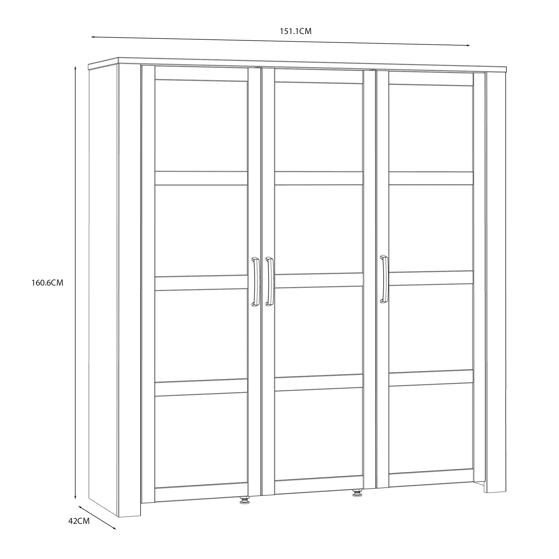 Bohol 3 Door Large Wide Display Cabinet In Riviera Oak/Navy - Price Crash Furniture