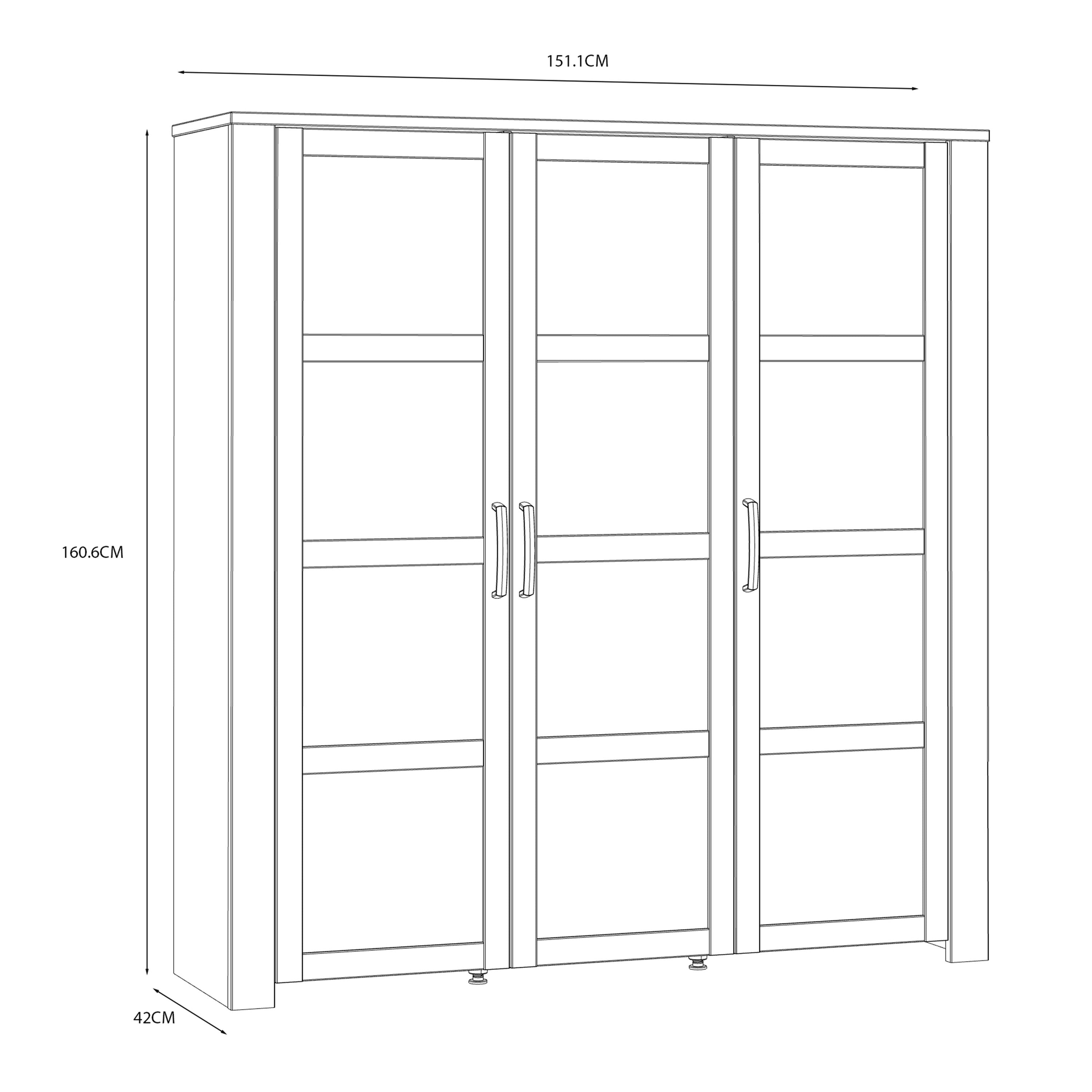 Bohol 3 Door Large Wide Display Cabinet In Riviera Oak/Navy - Price Crash Furniture