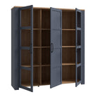 Bohol 3 Door Large Wide Display Cabinet In Riviera Oak/Navy - Price Crash Furniture