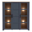 Bohol 3 Door Large Wide Display Cabinet In Riviera Oak/Navy - Price Crash Furniture