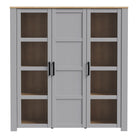 Bohol 3 Door Large Display Cabinet In Riviera Oak & Grey Oak - Price Crash Furniture