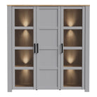 Bohol 3 Door Large Display Cabinet In Riviera Oak & Grey Oak - Price Crash Furniture