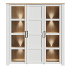 Bohol 3 Door Large Display Cabinet In Riviera Oak & White - Price Crash Furniture