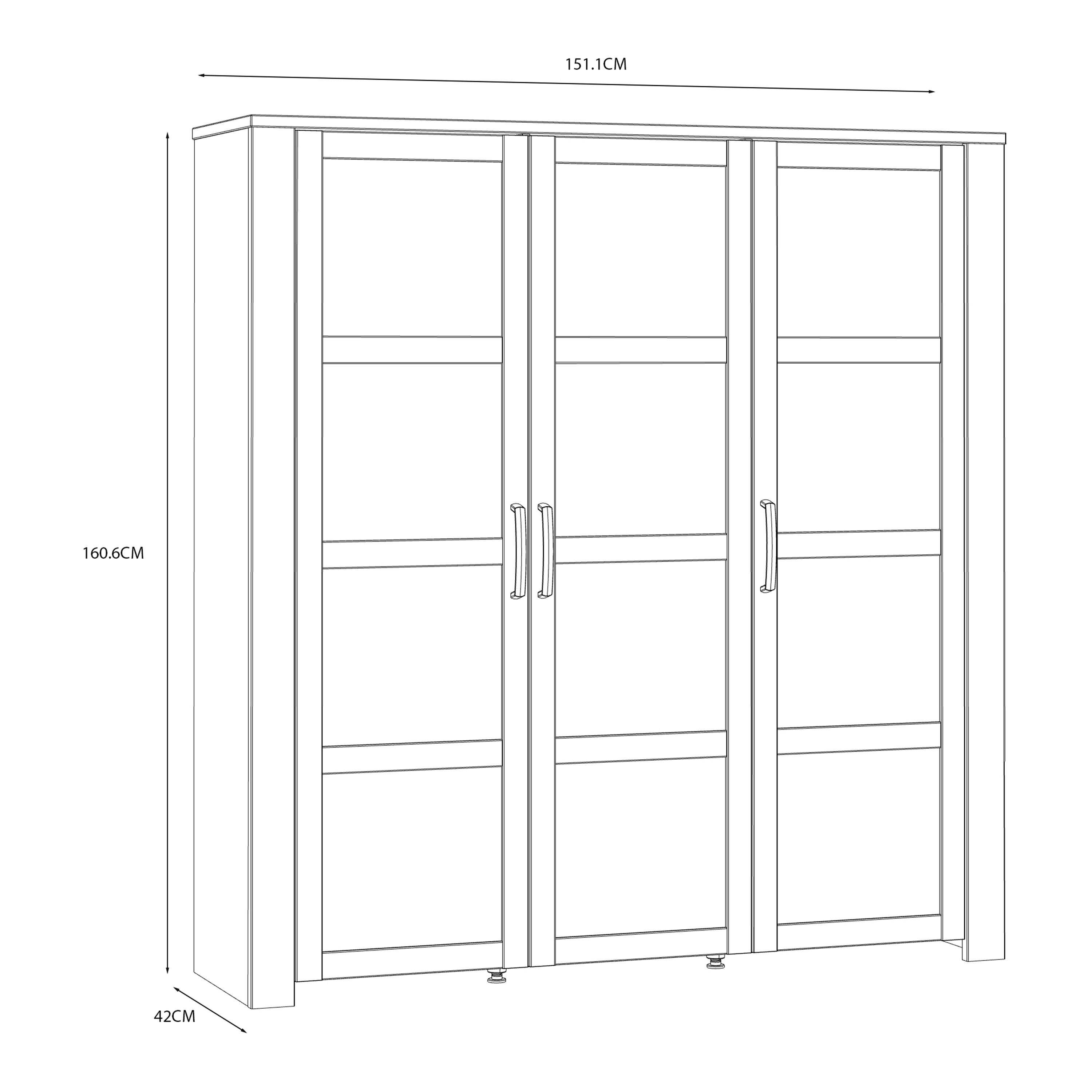 Bohol 3 Door Large Display Cabinet In Riviera Oak & White - Price Crash Furniture