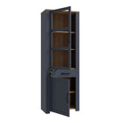 Bohol 2 Door 1 Drawer Tall Narrow Display Cabinet In Riviera Oak & Navy - Price Crash Furniture