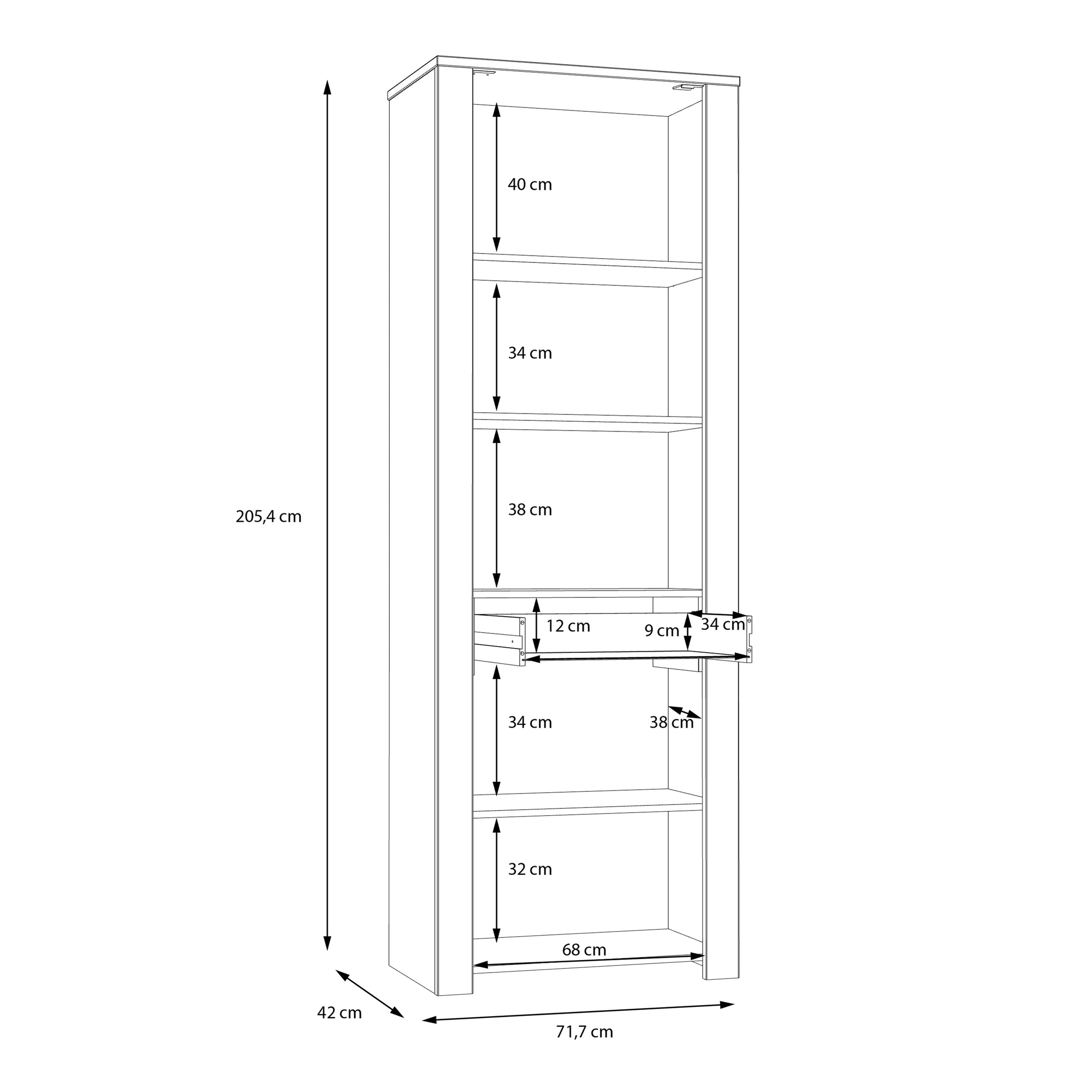 Bohol 2 Door 1 Drawer Tall Narrow Display Cabinet In Riviera Oak & Grey Oak - Price Crash Furniture