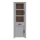 Bohol 2 Door 1 Drawer Tall Narrow Display Cabinet In Riviera Oak & Grey Oak - Price Crash Furniture