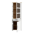 Bohol 2 Door 1 Drawer Tall Narrow Display Cabinet In Riviera Oak & White - Price Crash Furniture