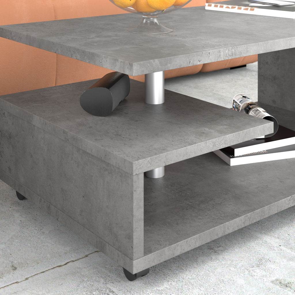 Bailey Coffee Table In Concrete Optic Dark Grey - Price Crash Furniture