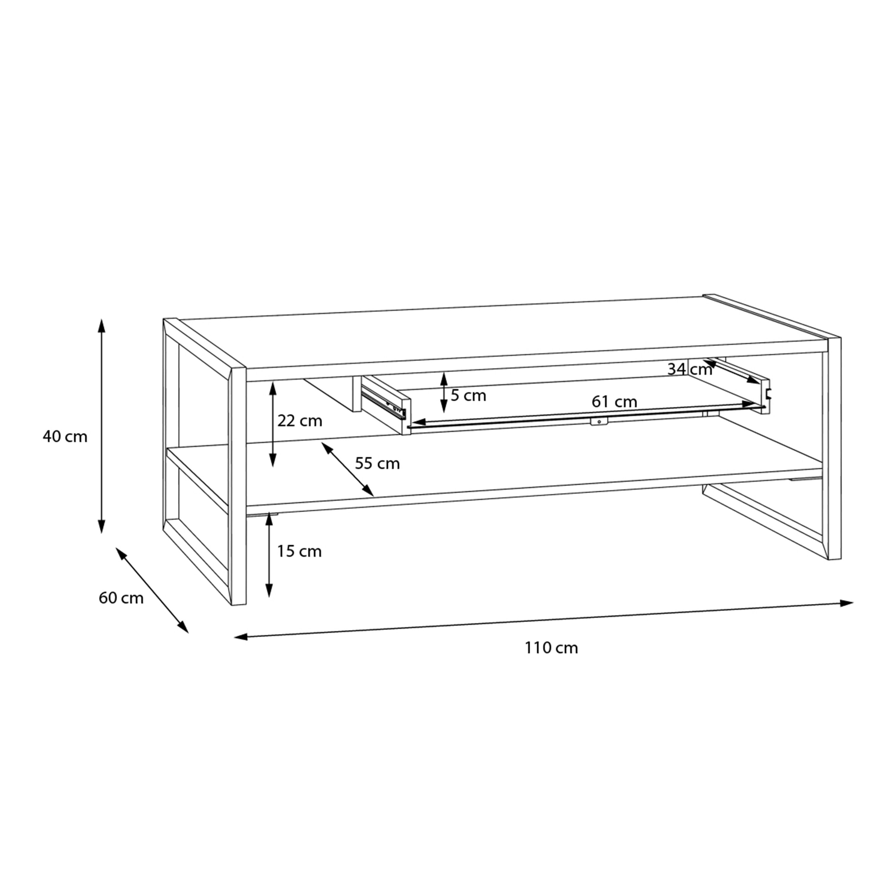 High Rock Storage Coffee Table with Shelf and Drawer In Riviera Oak - Price Crash Furniture