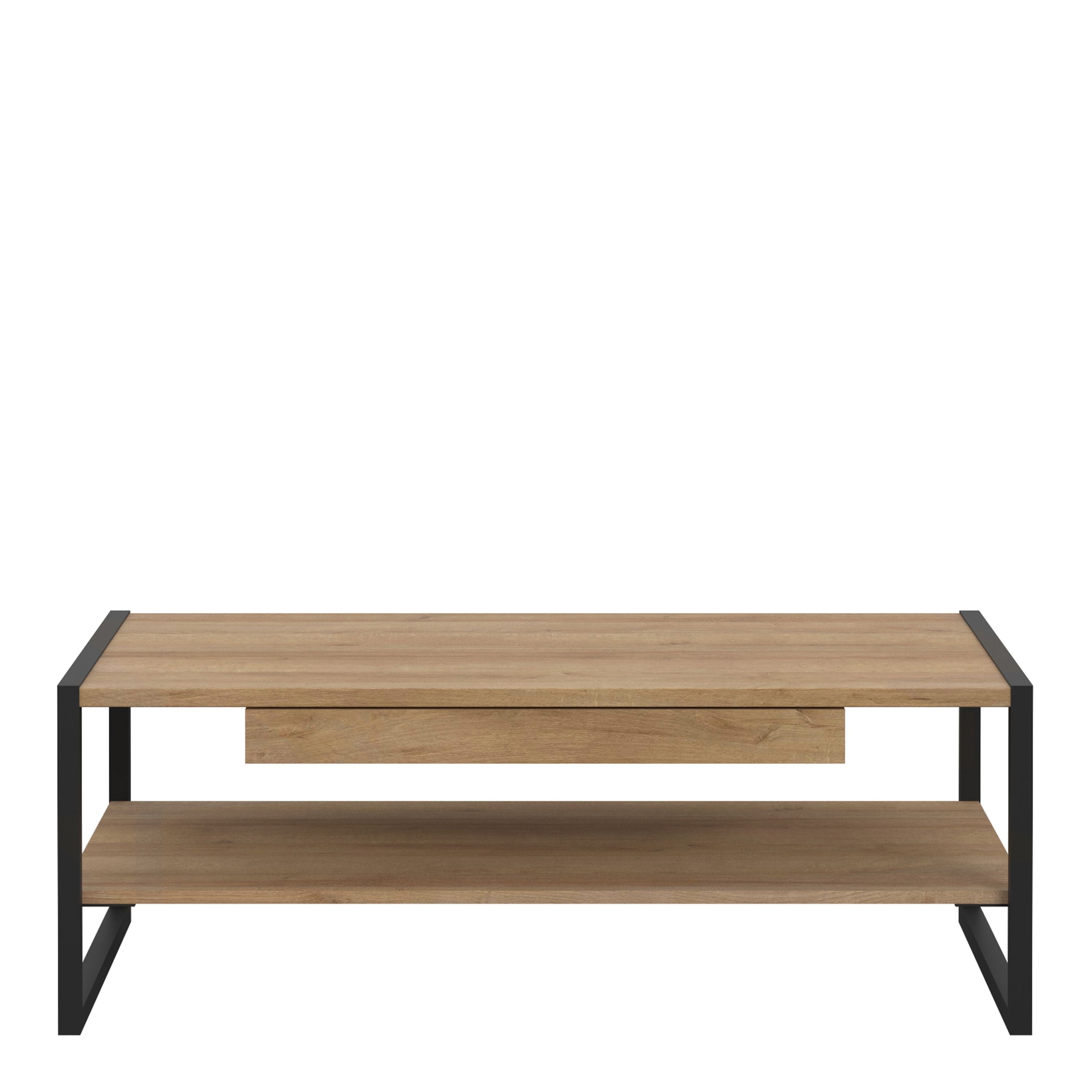 High Rock Storage Coffee Table with Shelf and Drawer In Riviera Oak - Price Crash Furniture