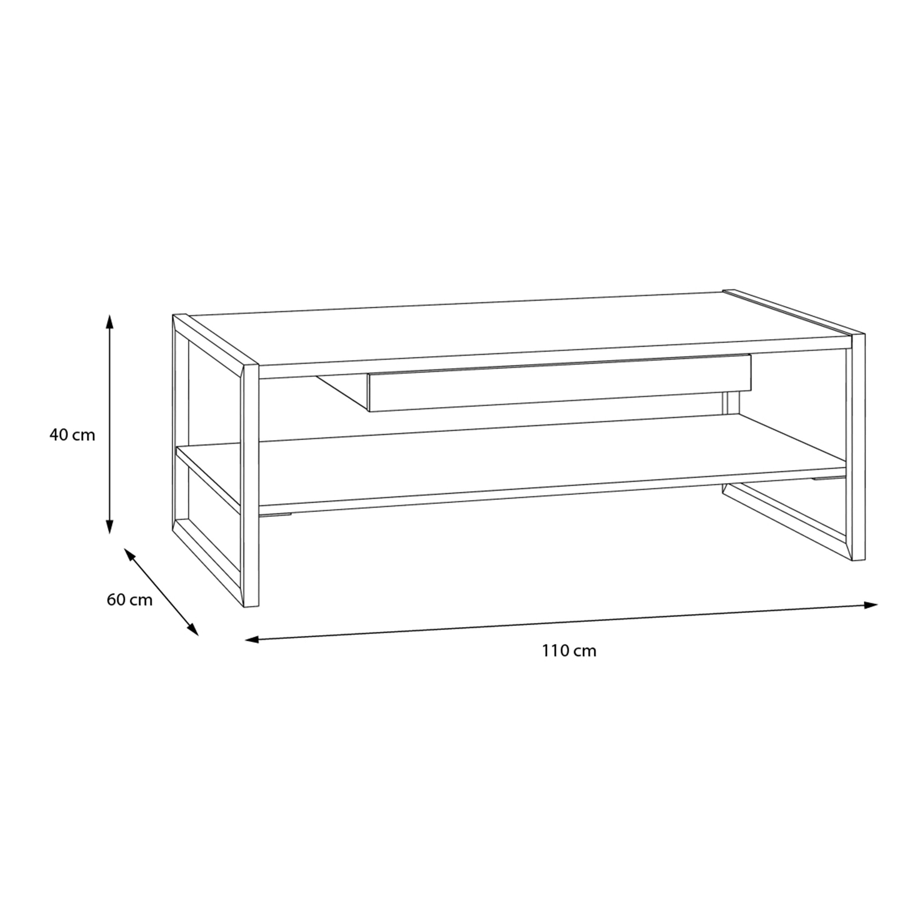 High Rock Storage Coffee Table with Shelf and Drawer In Riviera Oak - Price Crash Furniture