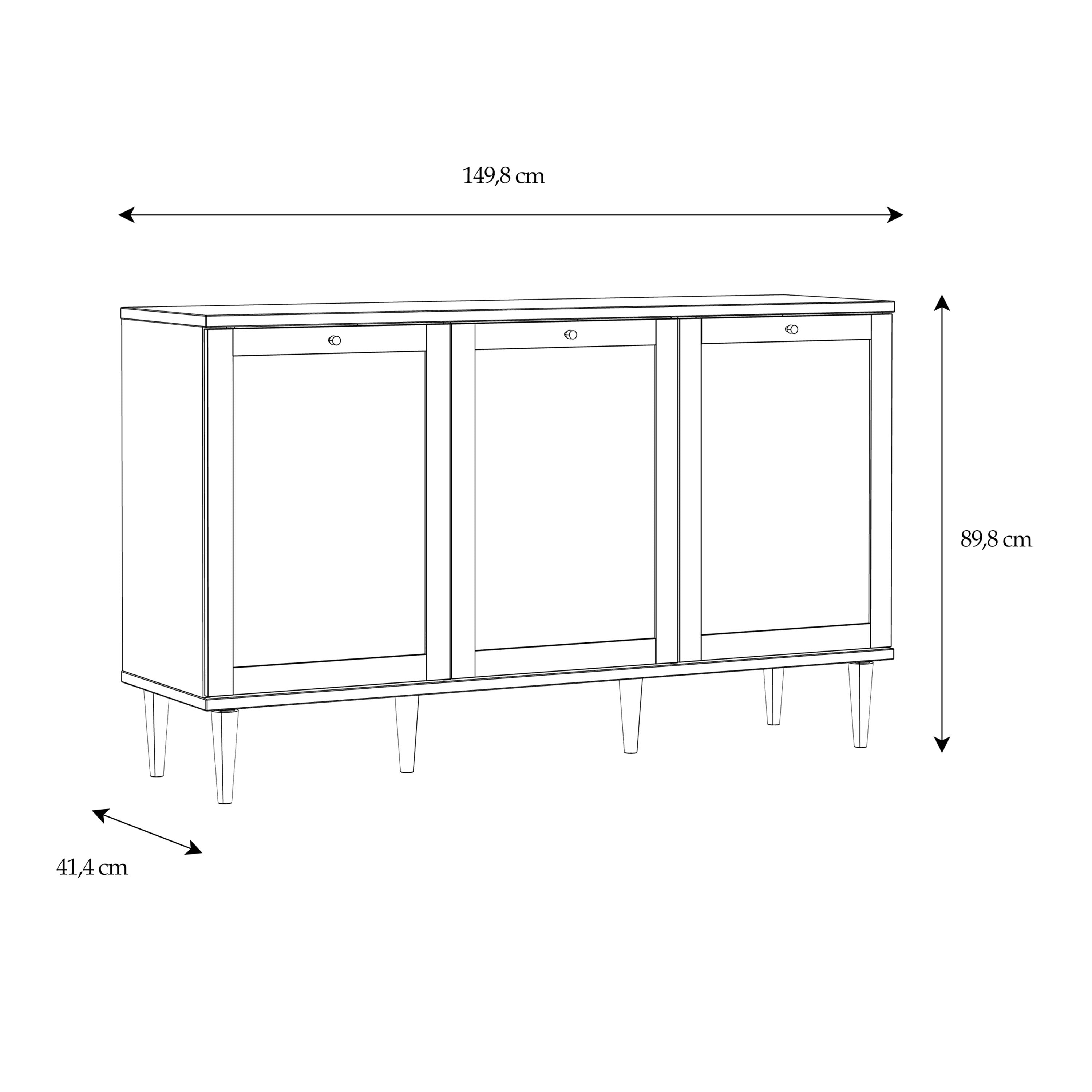 Calasetta 3 Door Sideboard Buffet Unit In Rattan finish - Price Crash Furniture