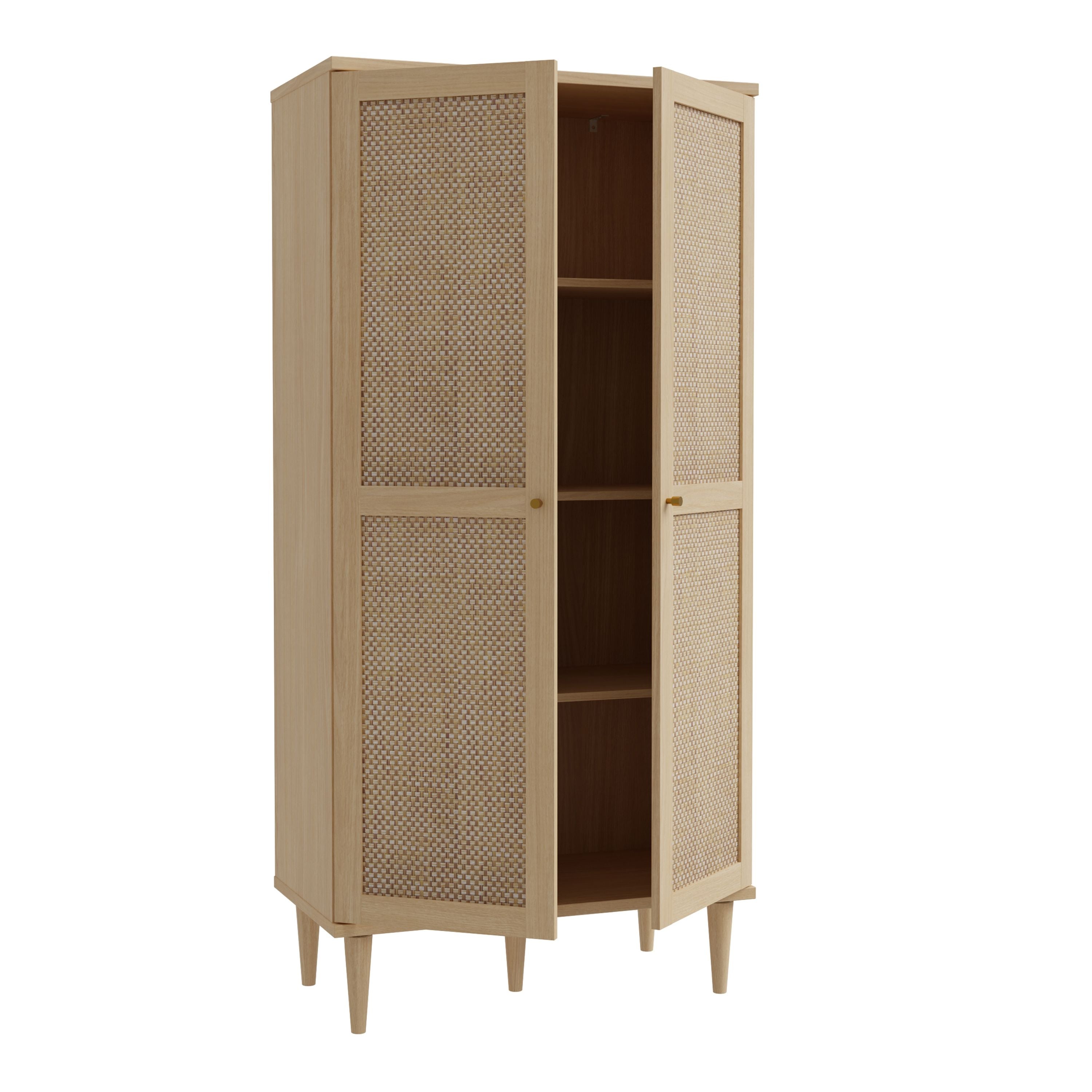 Calasetta 2 Door Display Cabinet Cupboard In Rattan - Price Crash Furniture