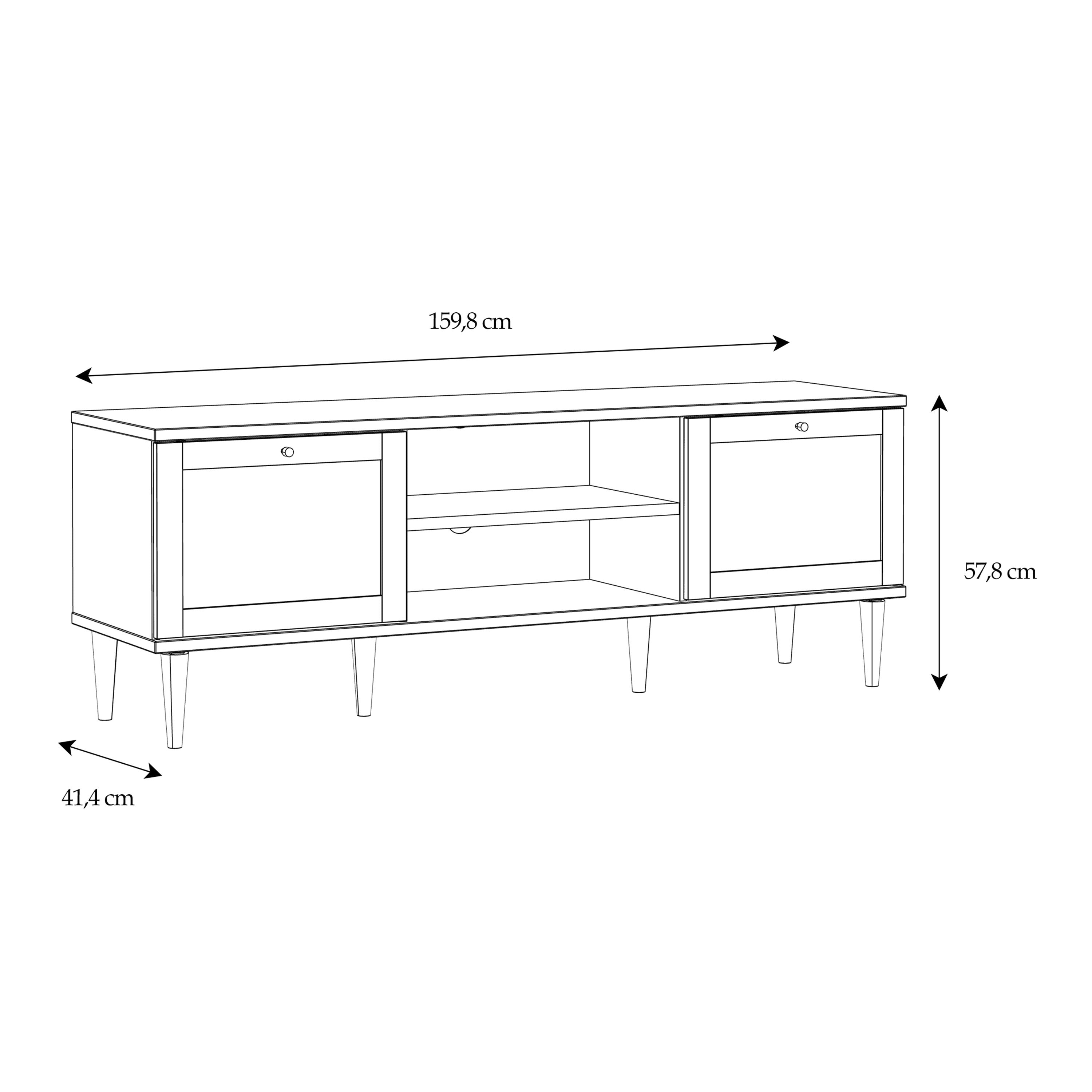 Calasetta 2 Door 1 Shelf TV Cabinet In Light Oak & Rattan - Price Crash Furniture