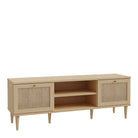 Calasetta 2 Door 1 Shelf TV Cabinet In Light Oak & Rattan - Price Crash Furniture