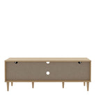 Calasetta 2 Door 1 Shelf TV Cabinet In Light Oak & Rattan - Price Crash Furniture