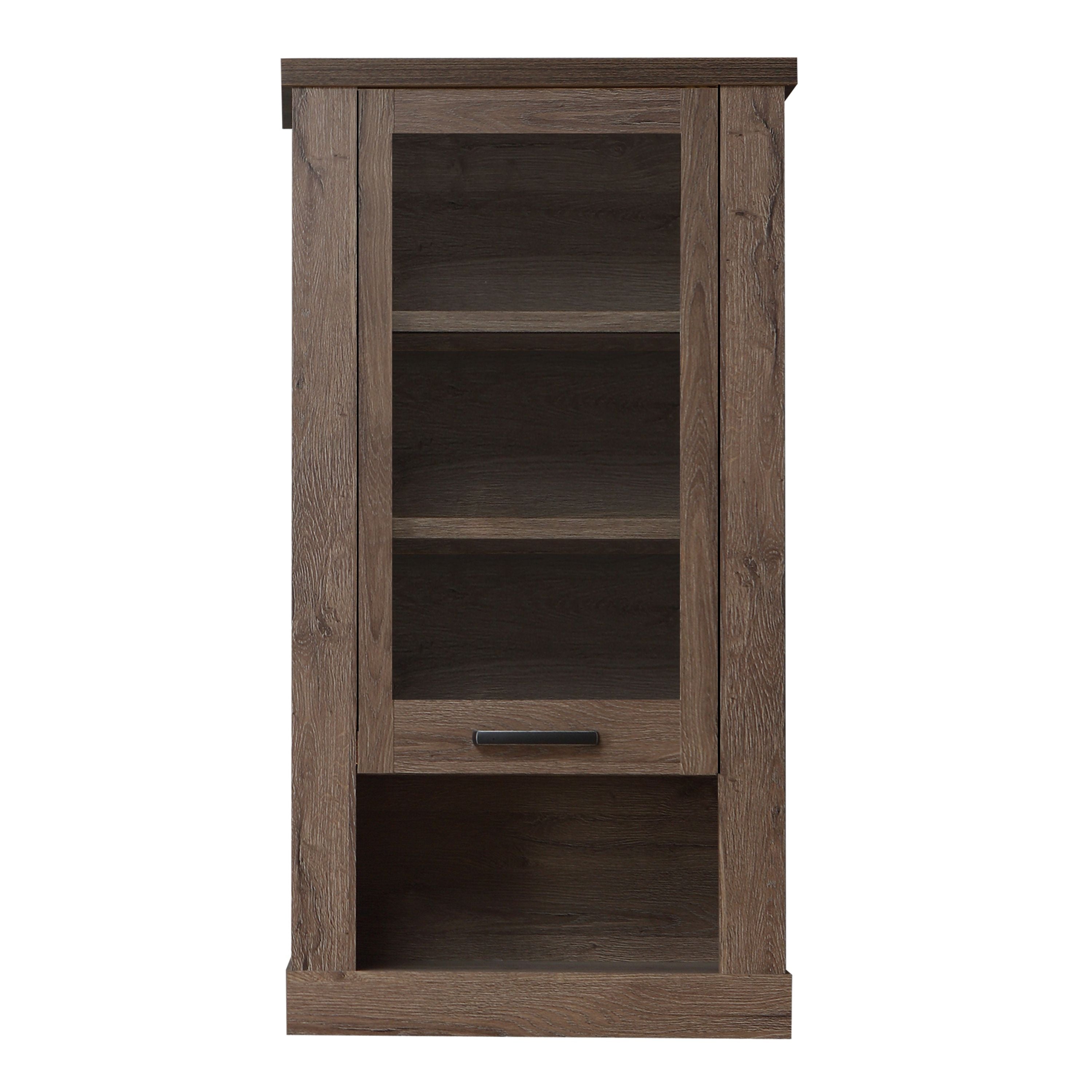 Corona 1 Door Wall Mounted Display Cabinet Shelving in Tabak Oak - Price Crash Furniture