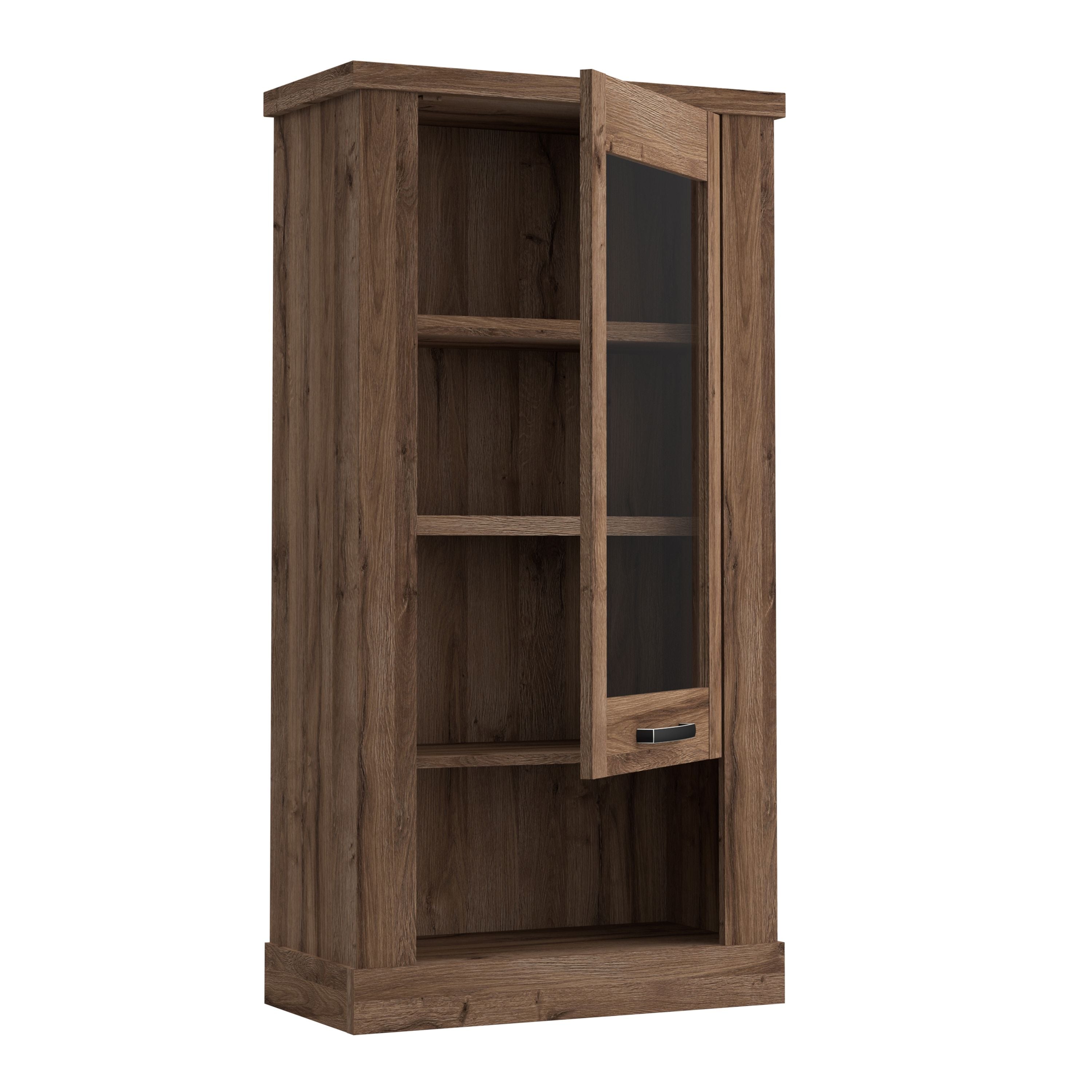 Corona 1 Door Wall Mounted Display Cabinet Shelving in Tabak Oak - Price Crash Furniture