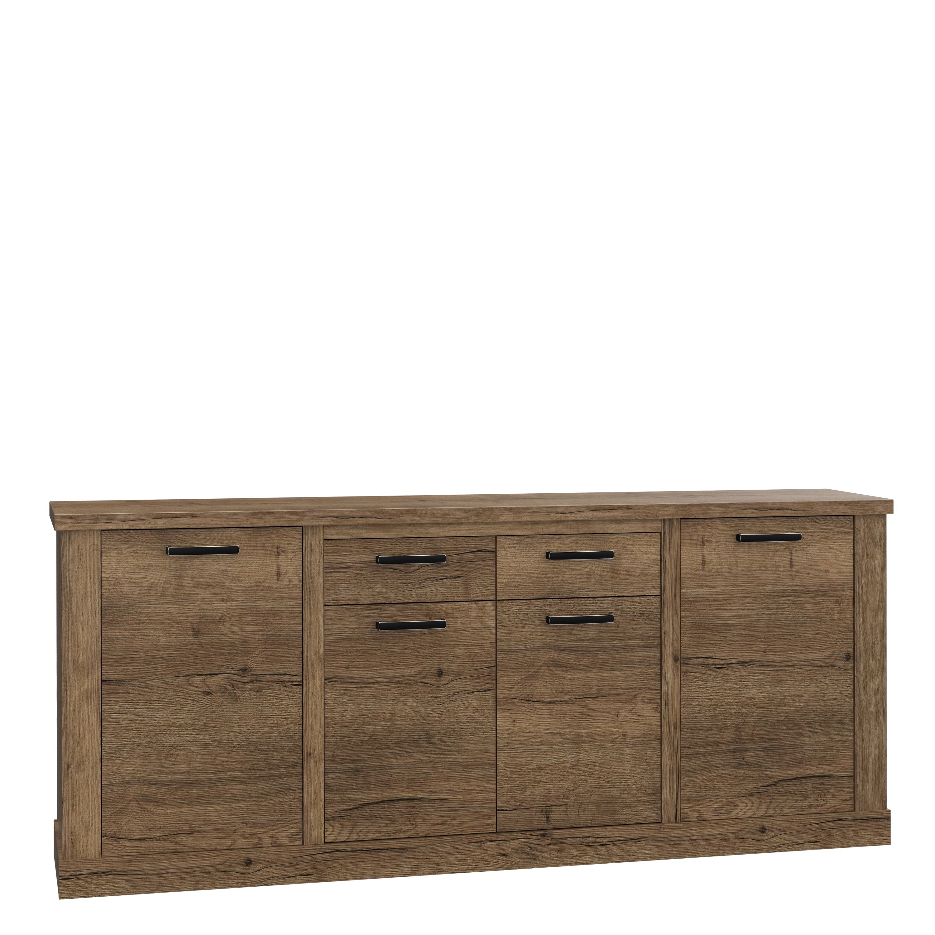 Corona Large Wide 4 Door 2 Drawer Sideboard Buffet Unit In Tabak Oak - Price Crash Furniture