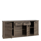 Corona Large Wide 4 Door 2 Drawer Sideboard Buffet Unit In Tabak Oak - Price Crash Furniture