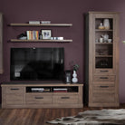 Corona 2 Door 1 Drawer 3 Shelf Narrow Display Cabinet Unit Tabak Oak - Price Crash Furniture