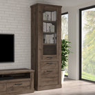 Corona 2 Door 1 Drawer 3 Shelf Narrow Display Cabinet Unit Tabak Oak - Price Crash Furniture