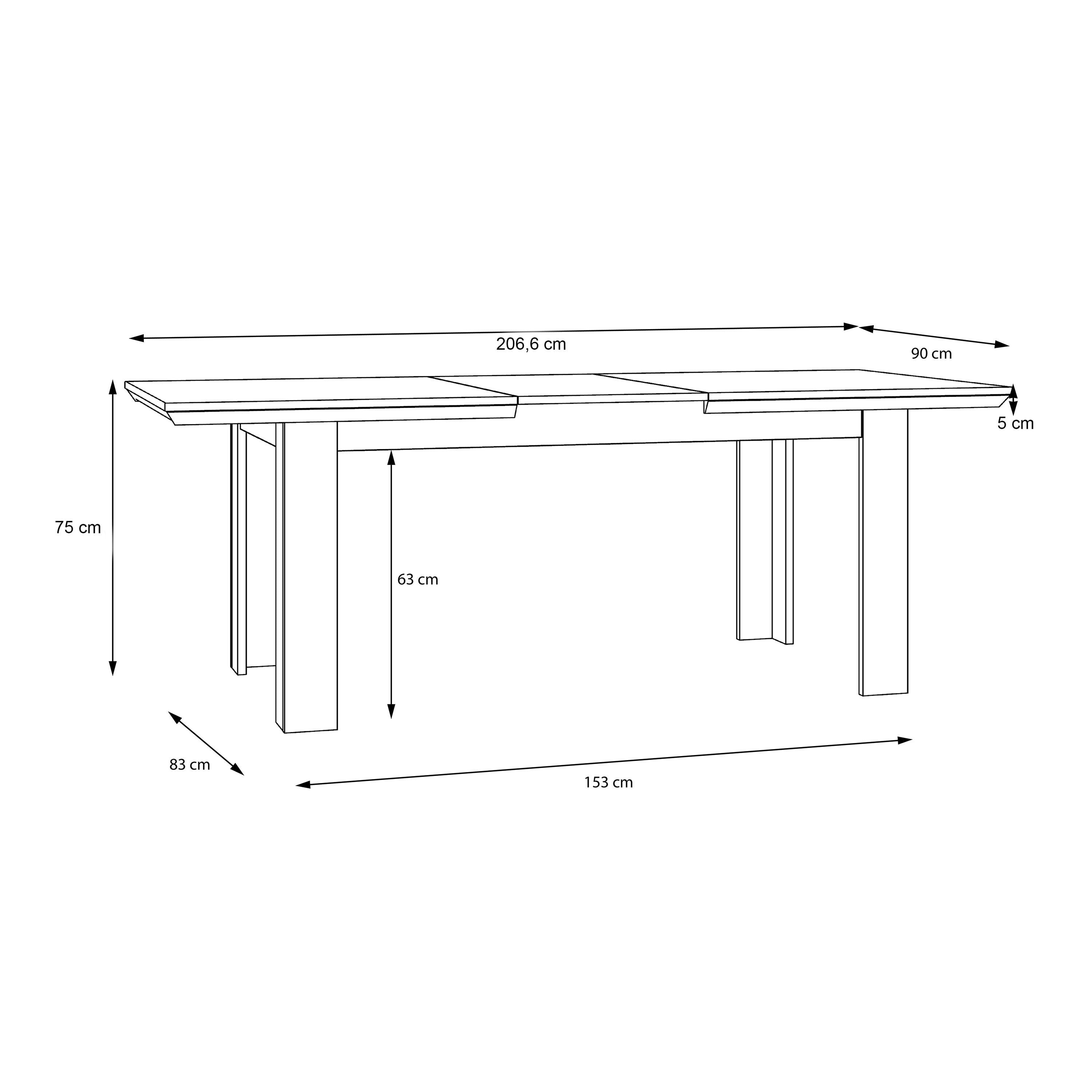 Illopa Extending Dining Table (160-207cm) In Oak & White - Price Crash Furniture