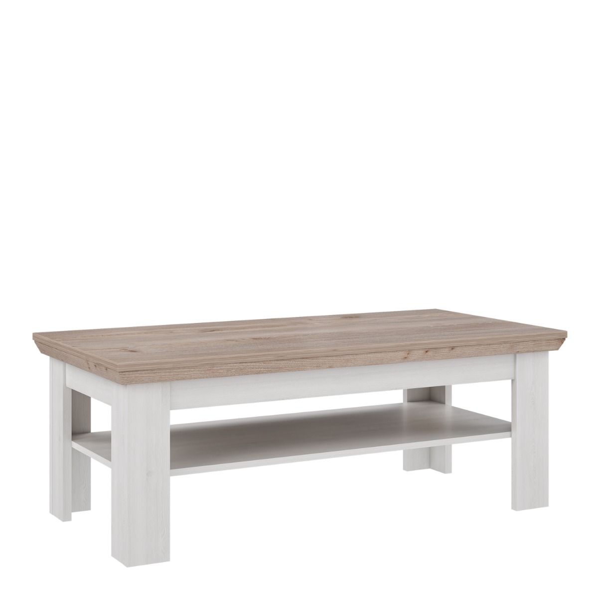 Illopa Coffee Table with Shelf In Oak & White - Price Crash Furniture