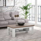 Illopa Coffee Table with Shelf In Oak & White - Price Crash Furniture