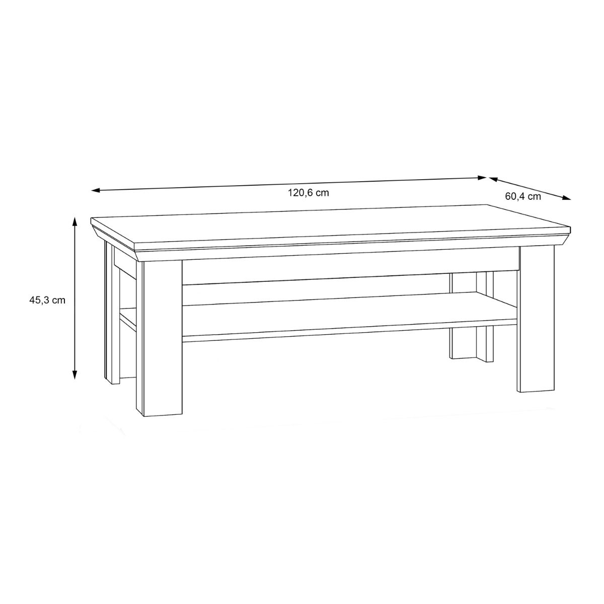 Illopa Coffee Table with Shelf In Oak & White - Price Crash Furniture