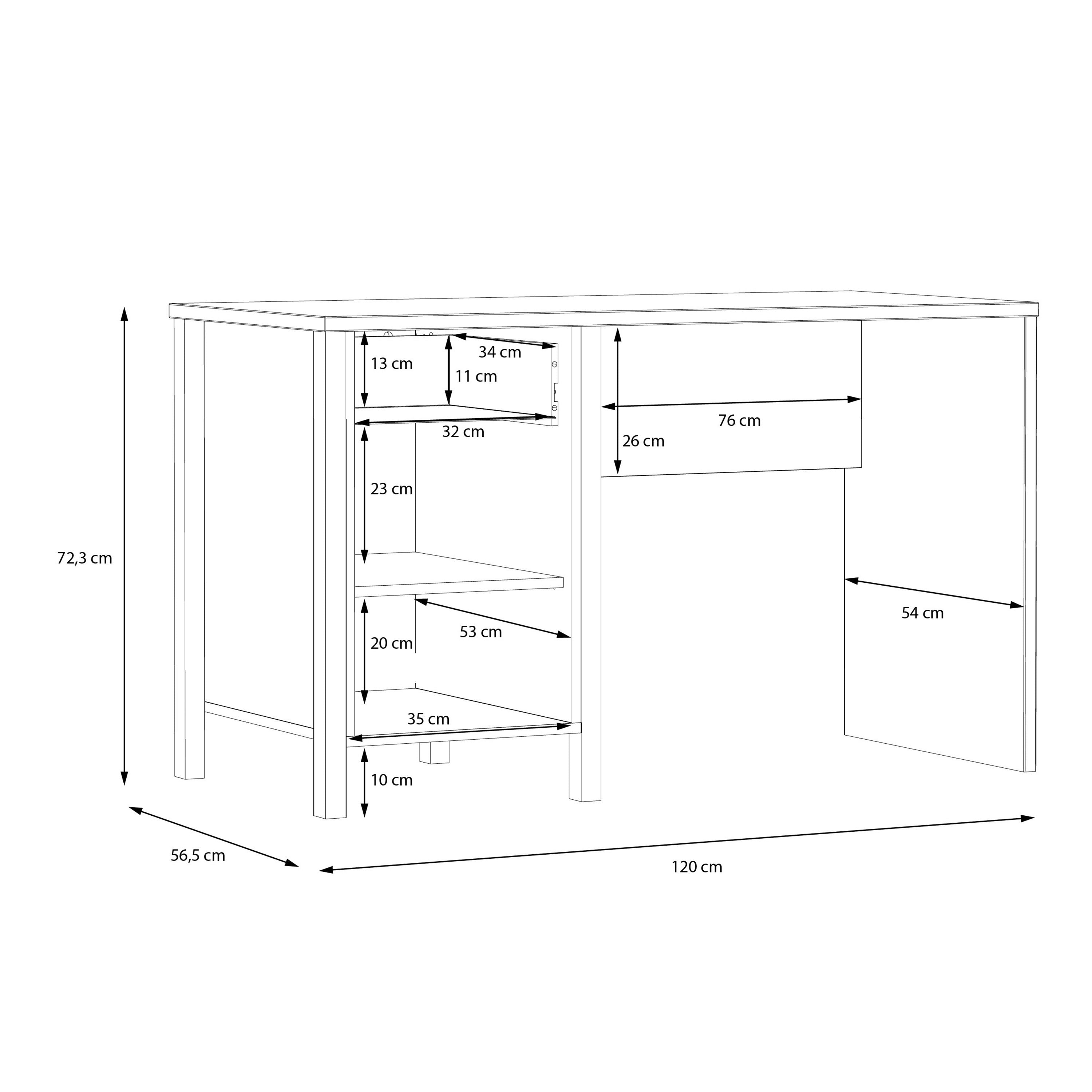 High Rock Home Office Desk In Matt Black & Riviera Oak - Price Crash Furniture