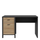 High Rock Home Office Desk In Matt Black & Riviera Oak - Price Crash Furniture