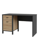 High Rock Home Office Desk In Matt Black & Riviera Oak - Price Crash Furniture