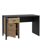 High Rock Home Office Desk In Matt Black & Riviera Oak - Price Crash Furniture