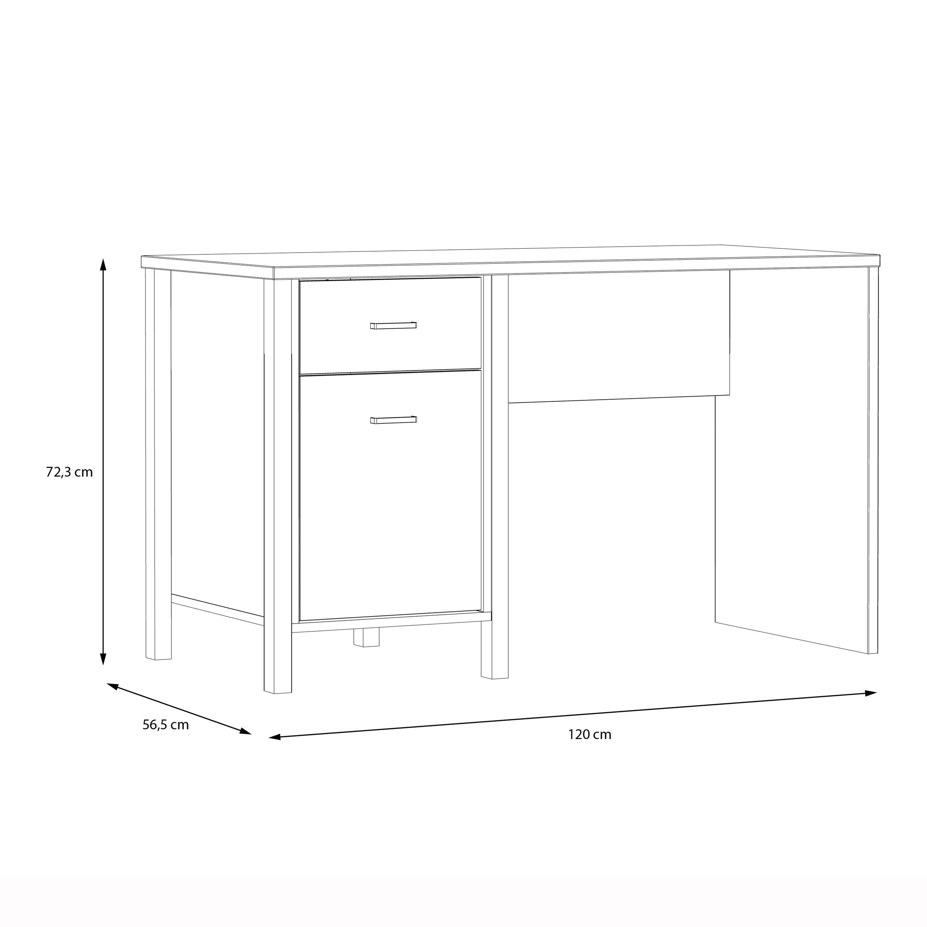 High Rock Home Office Desk In Matt Black & Riviera Oak - Price Crash Furniture