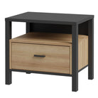 High Rock Side End Lamp Table In Matt Black & Riviera Oak - Price Crash Furniture