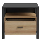 High Rock Side End Lamp Table In Matt Black & Riviera Oak - Price Crash Furniture