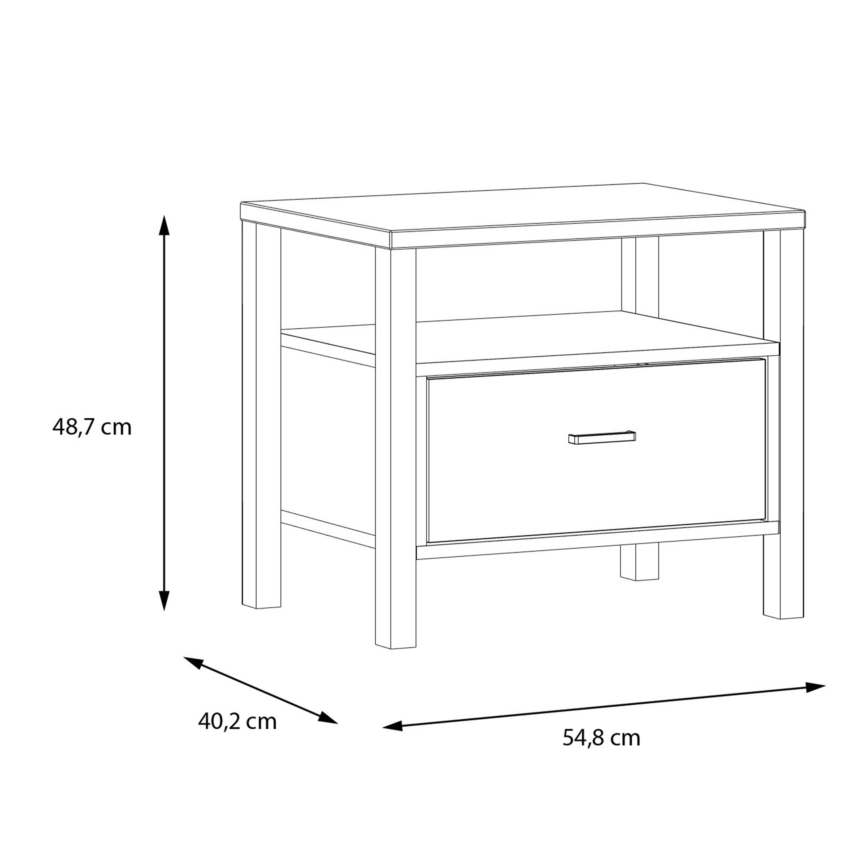 High Rock Side End Lamp Table In Matt Black & Riviera Oak - Price Crash Furniture