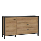 High Rock Sideboard Buffet Unit with 3 Drawers & 1 Door In Matt Black & Riviera Oak - Price Crash Furniture