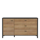 High Rock Sideboard Buffet Unit with 3 Drawers & 1 Door In Matt Black & Riviera Oak - Price Crash Furniture