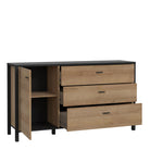 High Rock Sideboard Buffet Unit with 3 Drawers & 1 Door In Matt Black & Riviera Oak - Price Crash Furniture