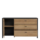 High Rock Sideboard Buffet Unit with 3 Drawers & 1 Door In Matt Black & Riviera Oak - Price Crash Furniture