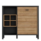 High Rock Storage Unit Display Cabinet In Matt Black and Riviera Oak - Price Crash Furniture